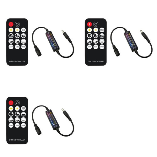 3X RF Remote Controller LED Dimmer DC5V-24V Brightness Adjustment 14-Key Dimmable Connector  for LED Strip Light