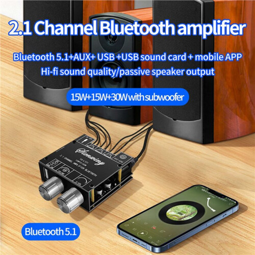 2X YS-LT21 2.1 Channel  Amplifier Board 15W+15W+30W com Subwoofer Knob Adjusting Encoder Audio Module DC9-24V 2