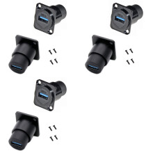 6Pcs D Type Metal USB3.0 Socket Female to Female USB 3.0 Connector D-Type USB Panel Mounting Solderless Signal Coupler