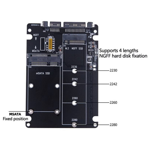 2X NGFF Naar  3 Externe HDD-Behuizing MSATA SSD-Adapter M.2 -Protocoladapterkaart 2