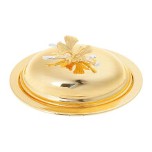 (Oval) Decorative Golden Iron Fruit Tray Serving Platter European Craftsmanship Metal Snacks Dish for Homes Kitchen Use Multicolor