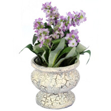 Arrangement af kunstige blomster i en keramisk potte 15 cm - Lilla lavendel