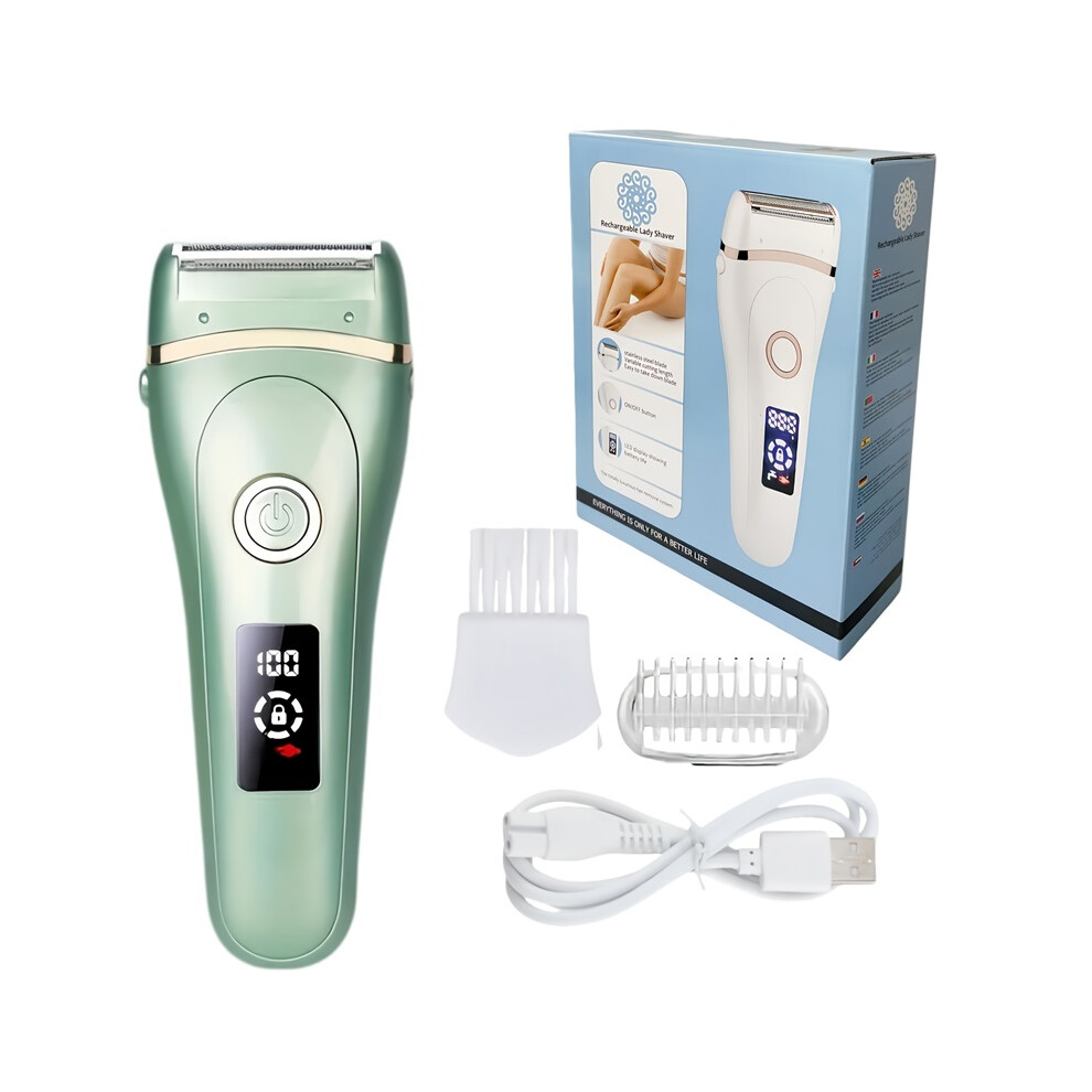 (Green) Women'S Electric Shaver, USB Rechargeable Multifunctional Body Hair Trimmer, Women'S Bikini Trimmer Electric Shaver,