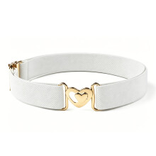 (White) 1pc Elastic Belt, Adjustable Belt, Flexible Elastic Comfortable Waistband, Kids Heart-Shaped Belt, Suitable for Boys