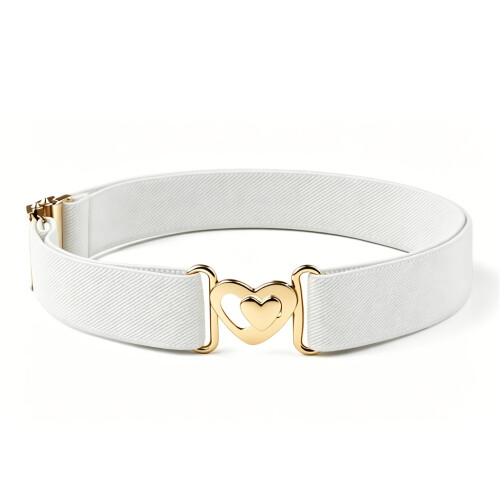(White) 1 Stück elastischer Gürtel, verstellbarer Gürtel, flexibler, elastischer, bequemer Bund, herzförmiger Kindergürtel,