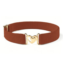 (Brown) 1pc Elastic Belt, Adjustable Belt, Flexible Elastic Comfortable Waistband, Kids Heart-Shaped Belt, Suitable for Boys