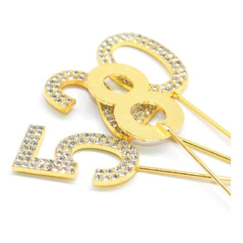 Kagetopper med ZIRCONS GOLDEN nummer "3"