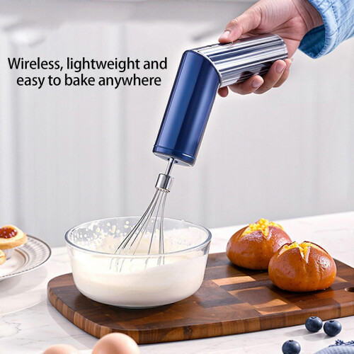(Black) Portable Electric Eggs Beater With Double changeable Attachments 3 Speed Mode Space Saving Foldable Body  White 1