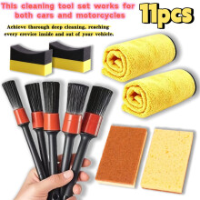 (11pcs) Car Cleaning Tools Set Car Interior Exterior Detailing Kit Multi-Function Brushes Thick Towels Interior Brush Universal