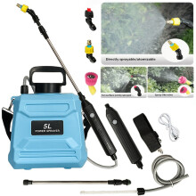 (Blue, 5L) 1.35 Gal/5L Battery Sprayer (Green, Blue, White). Built-In 1200Ma Lithium Battery And USB Charging Handle. Features 25