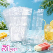 51pcs Thickened And Upgraded Homemade Ice Drink Bags, Popsicle Molds, Easy to Tear And Leak-Proof, Home Ice Cream,