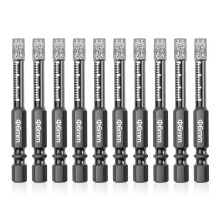 10Pcs Diamond Drill Bits,6mm Dry Diamond Core Drill Bit Set for Ceramic,Granite,Tile,Glass,Marble,Brick,Stone