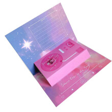 (Blue and purple nigh) Popup Greeting Card With Phonograph Sound Chip Shape Party Invitation Card Blessing Card for Valentines Day Multicolor