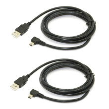2X 1.8m USB B Type 5pin Male 90 Degree Left Angled to USB 2.0 Male Data Cable Black Color