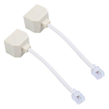 2X Telefon RJ11 Maennlichen Linie auf Doppel RJ11-Buchse Splitter Adapter Filter