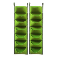 (Green) Hanging Planter Bags Set Of 2 Nonwoven Wall Garden Planting Grow Bag For Balcony Vertical Gardening Accessories Green