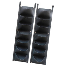 (Black) Hanging Planter Bags Set Of 2 Nonwoven Wall Garden Planting Grow Bag For Balcony Vertical Gardening Accessories Green