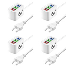 4X USB Power Strip Phone Charger Adapter MultiPort Socket Wall Charger for Socket HUB EU PLUG