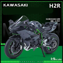 (H2R With foam box) 1/9 KAWASAKI H2R Alloy Racing Motorcycle Diecasts Street Motorcycle Model Simulation Sound and Light Collection Childrens Gifts