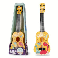 Cartoon gitaarspeelgoed voor kinderen - Speels en schattig gesimuleerd ukelele-muziekinstrument met kleurrijke strepen,
