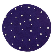 (Dark Purple) Elegant Wool Pearls Beads Berets For Women Warm Winter Hats Skullies Beanies Vintage Cashmere Female Flat Hats Solid Caps