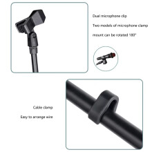 2X Pied de Microphone Réglable avec Perche et Pince de Fixation pour Microphone Portable pour Écoles, Bureaux et Théâtres