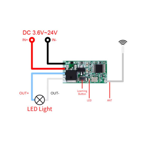 10x 433.92Mhz Universal Wireless  3.6V-24V Remote Control  1 CH RF Relay Receiver LED Light Controller DIY Kit 2