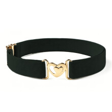 (Black) 1 cinturón elástico, cinturón ajustable, cintura cómoda elástica Flexible, cinturón en forma de corazón para niños,