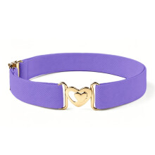 (Purple) 1 cinturón elástico, cinturón ajustable, cintura cómoda elástica Flexible, cinturón en forma de corazón para niños,