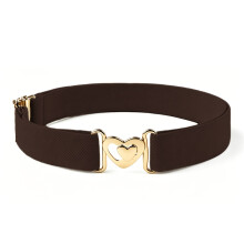 (Coffee Brown) 1 cinturón elástico, cinturón ajustable, cintura cómoda elástica Flexible, cinturón en forma de corazón para niños,