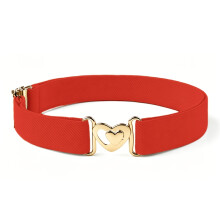 (Red) 1 cinturón elástico, cinturón ajustable, cintura cómoda elástica Flexible, cinturón en forma de corazón para niños,