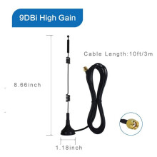 Antena Wifi de Doble Banda de Largo Alcance (Paquete de 16), Conector Rp-Sma de 9Dbi 2.4Ghz 5Ghz 5.8Ghz con Base Magnética