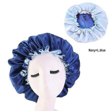 (Shuangceng Nany) New Large Satin Bonnet Silk Night Sleeping Cap Long Satin Bonnet With Head Tie Band Bonnet Edge Wrap For Women Curly Braid Hair