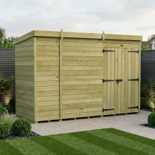 9 x 4 Pent Shed Tanalised (Double Door, No Windows)