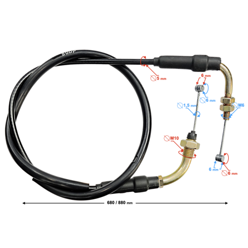Gaskabel til Sprint/Fighter/Volcano 50 / Euro 5 knallert