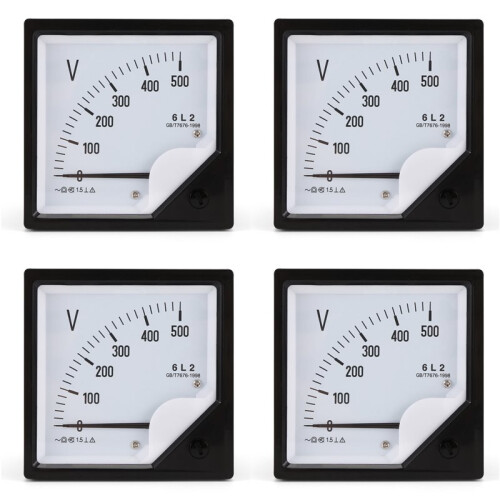 4X 6L2 Voltmeter AC 500V Wijzertype Spanningsmeter Mechanische Header