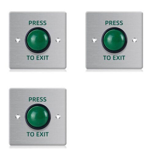 3X Door Exit Push Button Release  Opener Stainless Steel Panel for Door Access Control System Entry Open 1