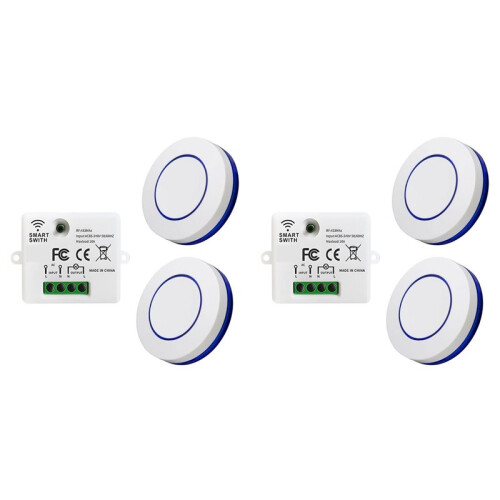4x RF 433MHz Wireless Light  220V 10A Relay Receiver  Round Button Wall Panel  Remote Control LED Lamp