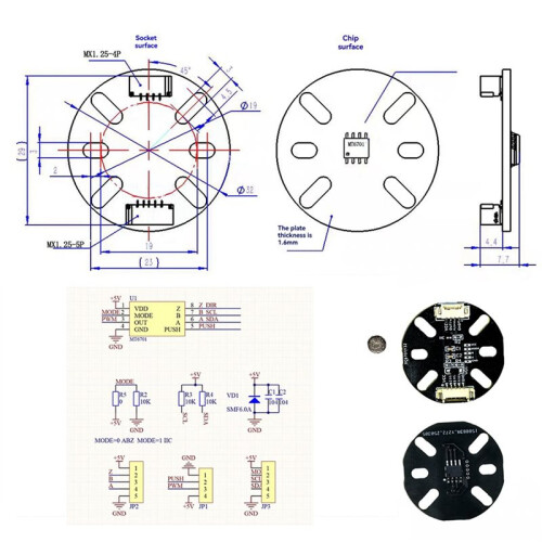 4X MT6701 Magnetic Encoder 14bit High Precision IIC+AB1024 Supports IIC/SSI/PWM/da Communication for Brushless Motor 2