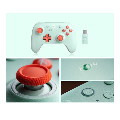 2X 8BitDo Wireless 2.4G Gaming Controller with Hall Effect Joystick for PC  Raspberry Pi Android,Orange-Green 2