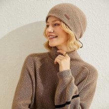 (One Size, Camel) MERRILAMB Cashmere Hat Winter New 100% Cashmere Double-layer Drawstring Skullies Beanies Women Soft Keep Warm Pile Knitted Cap