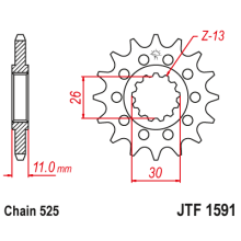 Forhjul Yamaha MT-07 MT-09 FZ8 R1 (JTF1591 SUNF421) - 15t-525