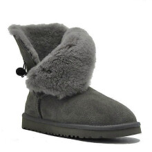 (38, Grey) /Retail High Quality Women's Australia Classic Snow Boots Real Leather Natural Fur Winter Boots Womens Warm Shoes