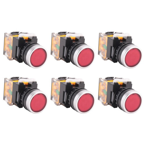 6X LA38-11/203 Push Button Momentary Heavy Duty Power Press  Red