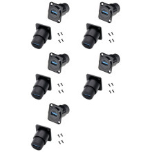 10Pcs D Type Metal USB3.0 Socket Female to Female USB 3.0 Connector D-Type USB Panel Mounting Solderless Signal Coupler