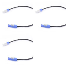 3X Przewód Przedłużający PowerCON 3x1,5 mm² Jednofazowy, 3-Żyłowy, Przewód Zasilający, Oświetlenie Sceniczne, Pokaz Świateł LED, 1 Metr