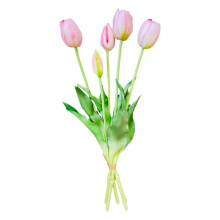 Lyserøde tulipaner - Gummibuket med tulipaner 39 cm Real Touch farve 1