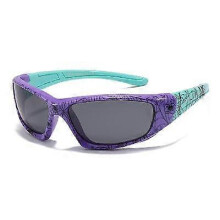 (C34 Purple - Cyan) Ralferty Cool Kids Sunglasses Polarized Anti UV400 Outdoor Riding Sport Sun Glasses Child Boy Girl Spider Cobweb Shade 3-9 Year