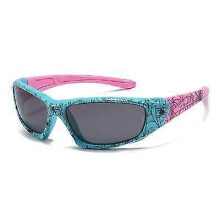 (C27 LakeBlue-Pink) Ralferty Cool Kids Sunglasses Polarized Anti UV400 Outdoor Riding Sport Sun Glasses Child Boy Girl Spider Cobweb Shade 3-9 Year