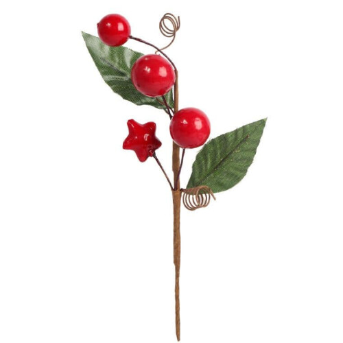 Julepynt Rowan Tree Spades 18 cm Grøn og Rød